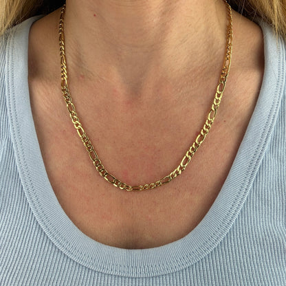 20" Italian Solid 14K Yellow Gold Classic Figaro Chain, 9.33 g