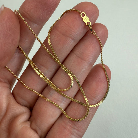 14.75" Classic Solid 14K Yellow Gold S-link Chain, 2.19 g