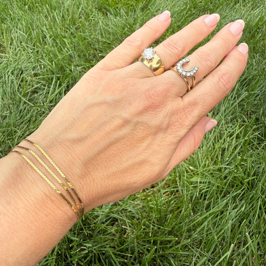 6.5" Solid Italian 14K Yellow Gold Three Strand Delicate S-Link Bracelet, 2.61 g