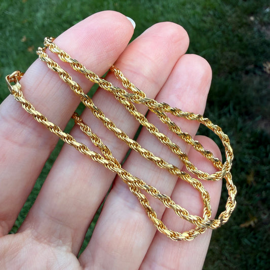 18" Italian Solid 14K Yellow Gold Faceted Rope Chain, 9.72 g