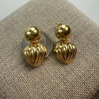 14K Solid Yellow Gold Bold Door Knocker Earrings, 4 g
