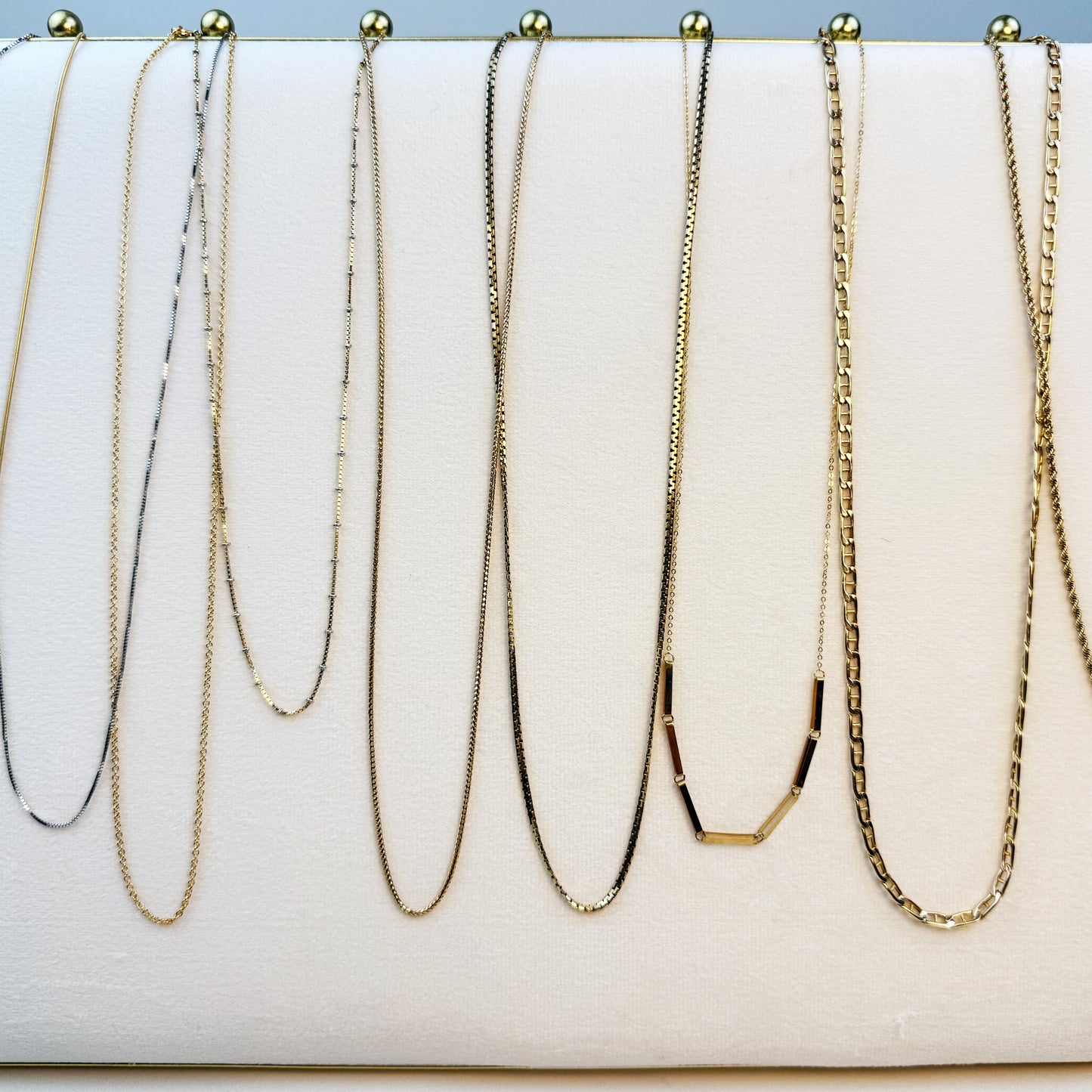 16" Solid 18k Italian Yellow and White Gold Satellite Chain 3.18g
