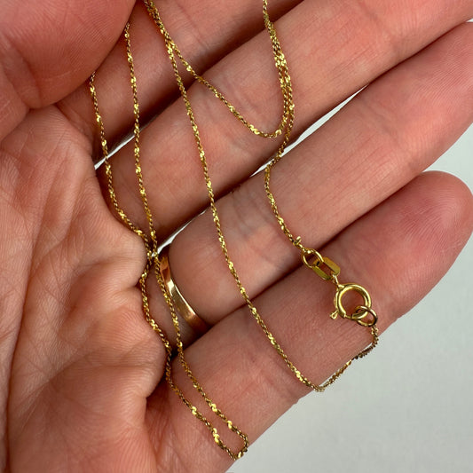 Solid 18" 14K Yellow Gold Fine Singapore Link Chain, 1 g