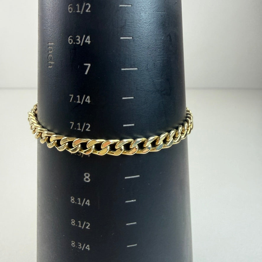 7.75" Italian UnoAErre Solid 14K Yellow Gold Curb Link Bracelet, 7.46 g