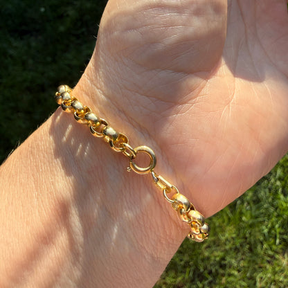 7.25" Solid 14K Yellow Gold Classic Rolo Link Bracelet, 9.47 g