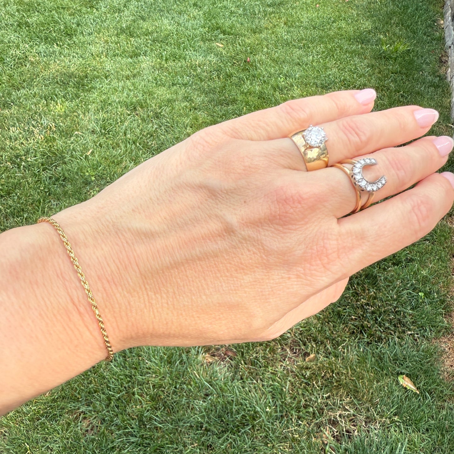 6.5" Italian Solid 14K Yellow Gold French Rope Chain Bracelet, 2.58 g