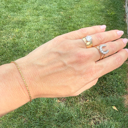 6.5" Italian Solid 14K Yellow Gold French Rope Chain Bracelet, 2.58 g