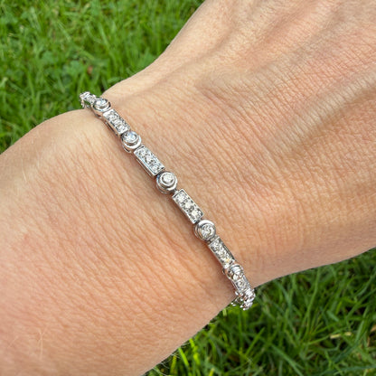 6.75+" Solid 18K White Gold 2 CWT Diamond Tennis Bracelet, 9.53 grams