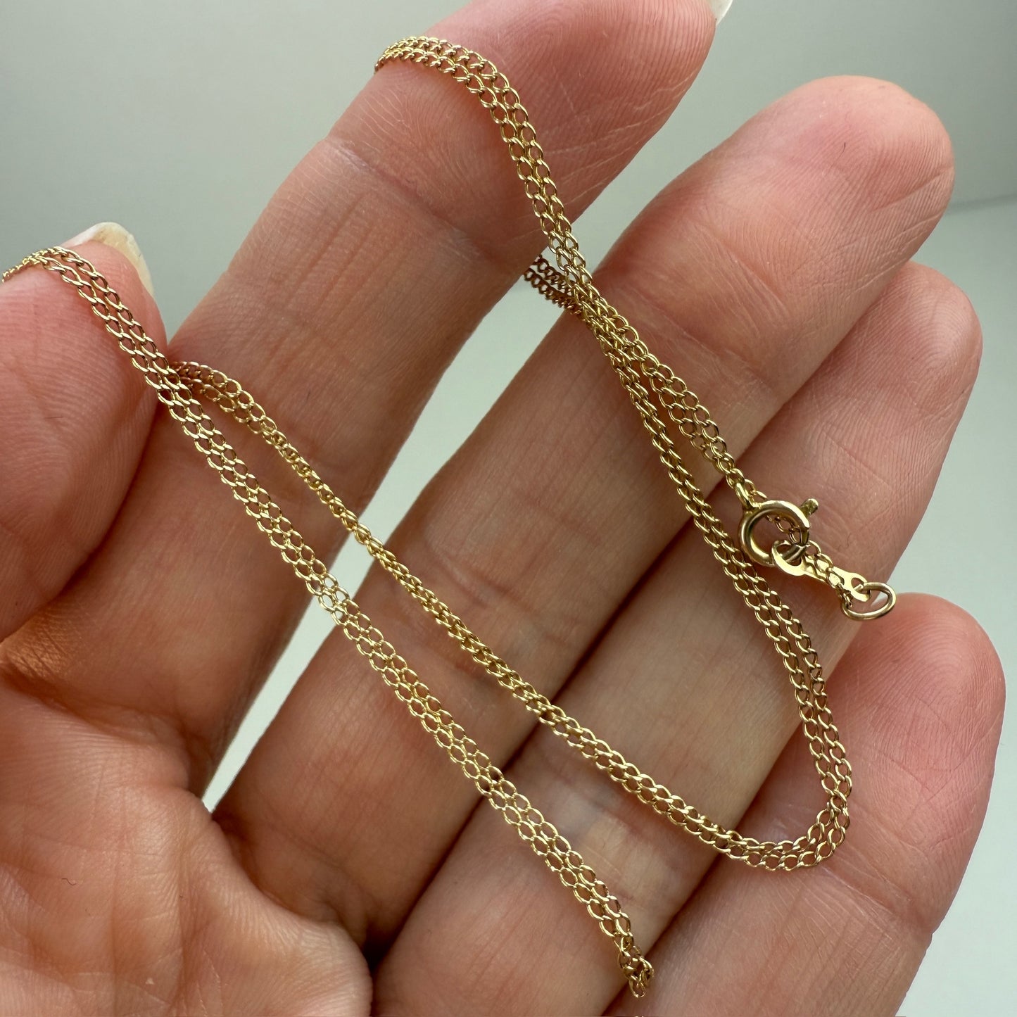 21" Solid 14K Yellow Gold Classic Cable Link Chain, 1.19 g