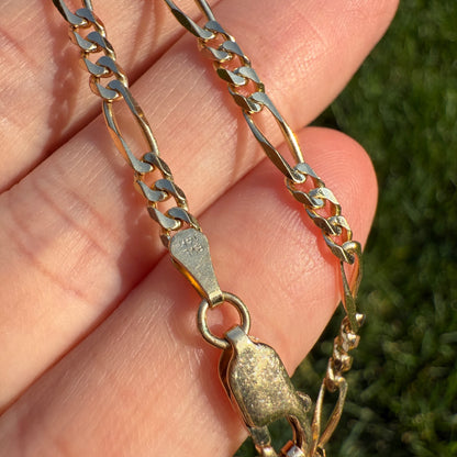 7.75" Classic Solid 14K Yellow Gold Figaro Bracelet, 4.34 g