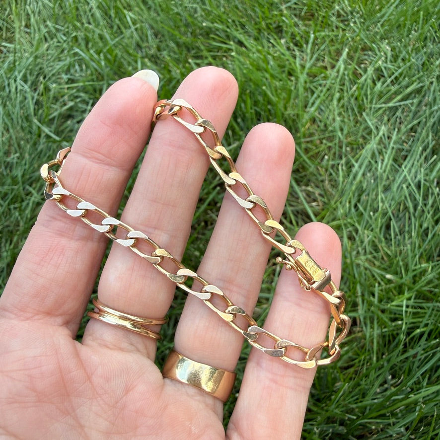 7.75+" Italian Solid 9K Yellow Gold UnoAErre Curb Bracelet, 10.5 g