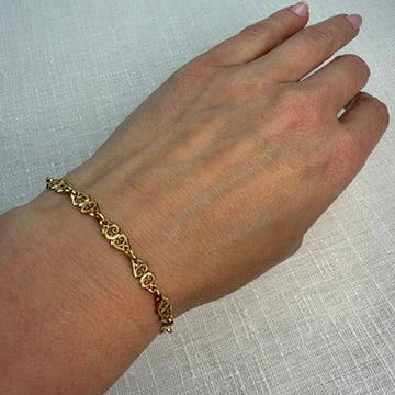 7" Vintage Solid 10K Yellow Gold Italian Filigree Bracelet, 3.6 g