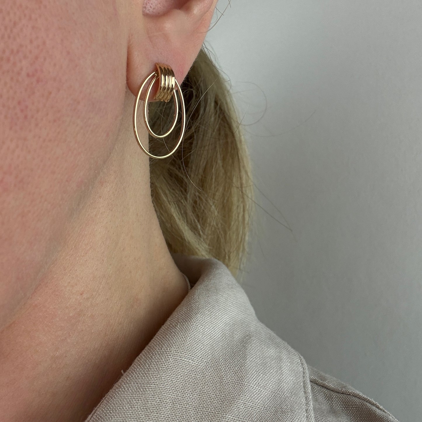 14K Solid Yellow Gold Open Teardrop Drop Earrings, 1.34 g