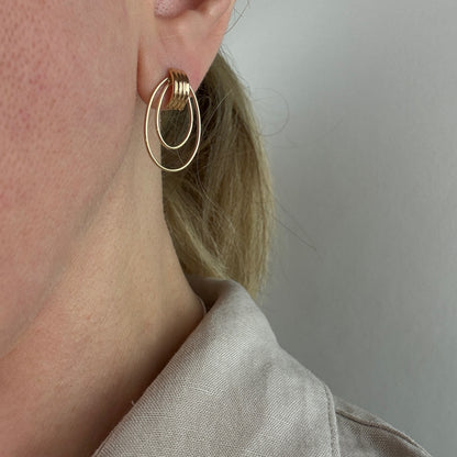 14K Solid Yellow Gold Open Teardrop Drop Earrings, 1.34 g