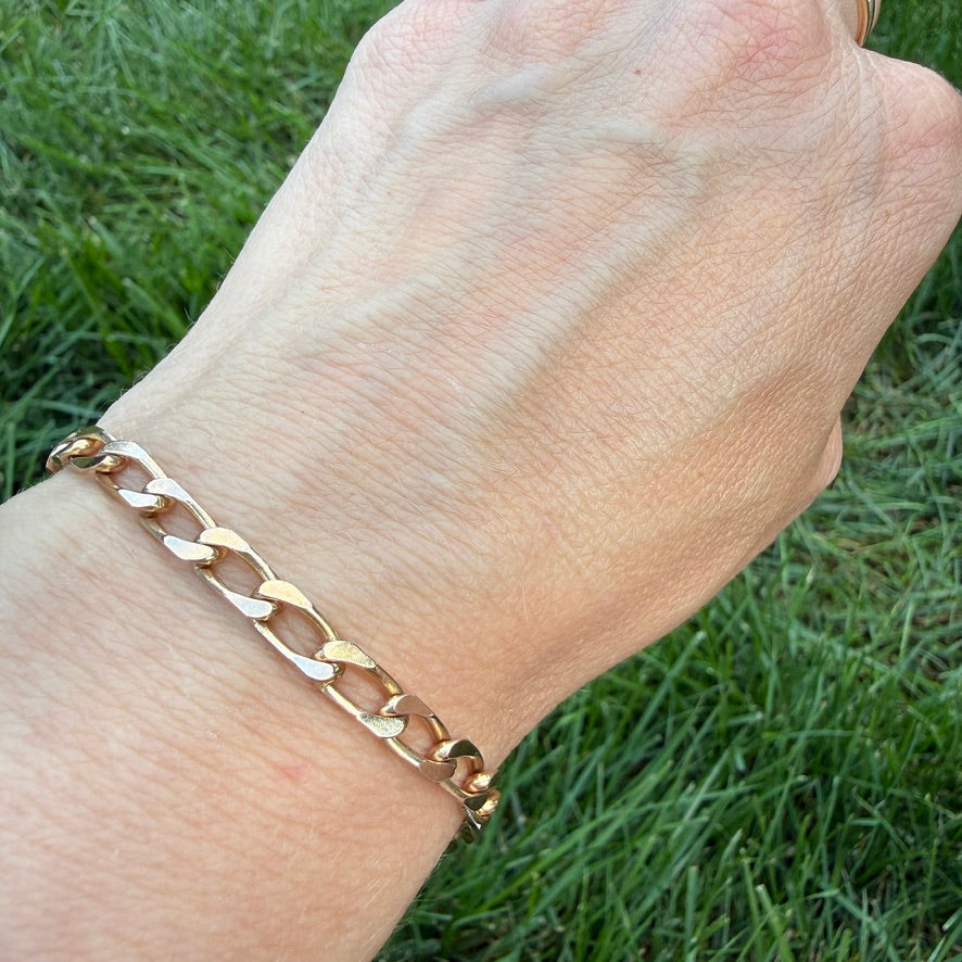 7.75+" Italian Solid 9K Yellow Gold UnoAErre Curb Bracelet, 10.5 g