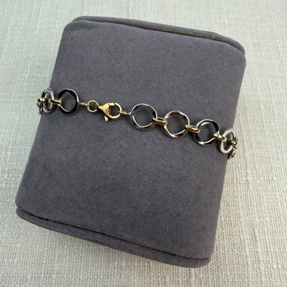 7.5" Solid 14K Two-tone Gold Open Link Bracelet - 2.52 g