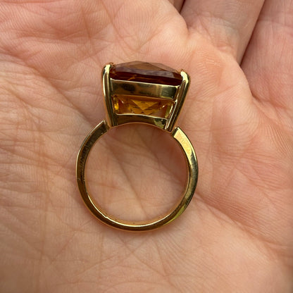 Tiffany and Co. 18K Yellow Gold 13mm Citrine Sparklers Ring, Size 6