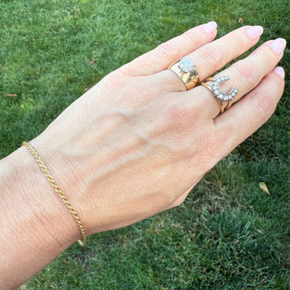 8.58" Italian Solid 14K Yellow Gold Rope Chain Bracelet, 3.4 g