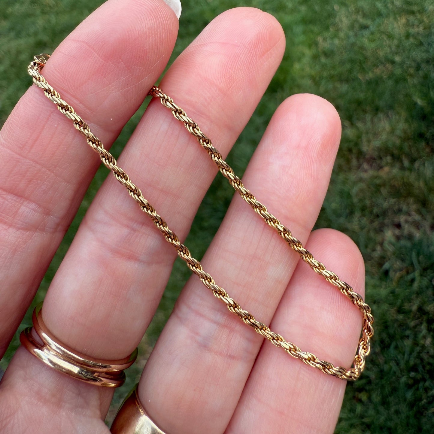 6.5" Italian Solid 14K Yellow Gold French Rope Chain Bracelet, 2.58 g