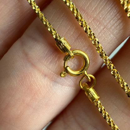 18" Solid 14K Yellow Gold Fine Textured Popcorn Link Chain, 1.80 g
