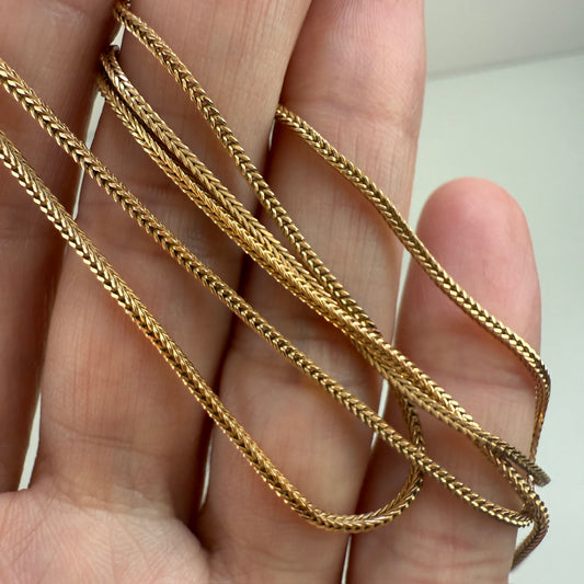 20" Solid 14K Yellow Gold Square Wheat Chain, 4.73 g