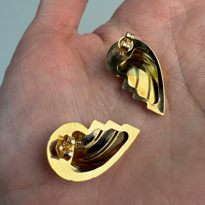10K Solid Yellow Gold Sculptural Statement Earrings, 1.48 g