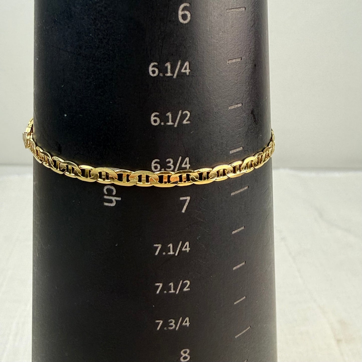 Italian Solid 10K Yellow Gold Mariner Link Bracelet, 6.75", 2.61 g