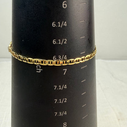 Italian Solid 10K Yellow Gold Mariner Link Bracelet, 6.75", 2.61 g