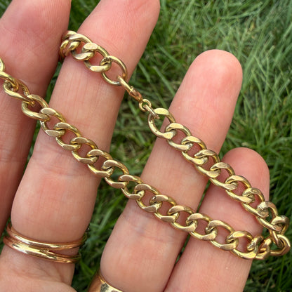 7" Solid 10K Yellow Gold Open Curb Link Bracelet, 11.58 g