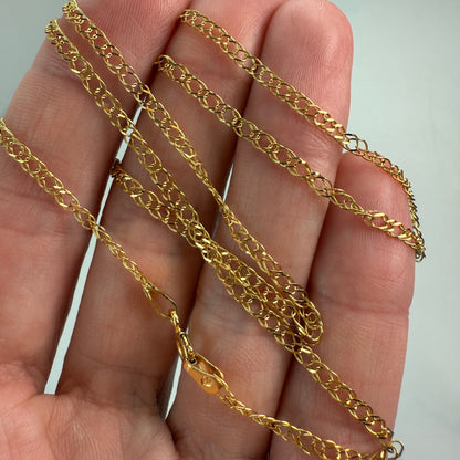 18" Italian Solid 14K Yellow Gold Double Link Chain, 2.14 g