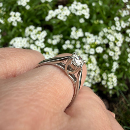 Solid Platinum .50 Carat Natural Octagon Cut Diamond Solitaire Ring, 4.81 grams