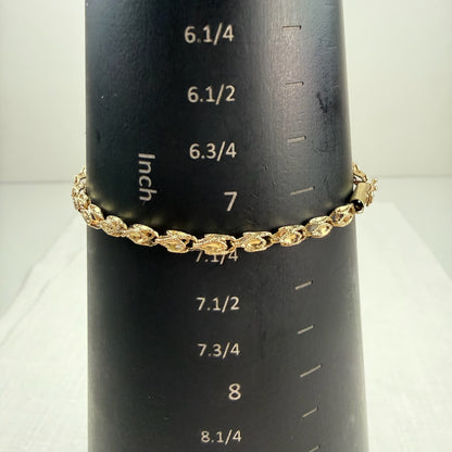 7.25" Vintage Solid 14K Yellow Gold Turkish Link Bracelet, 4.46 g