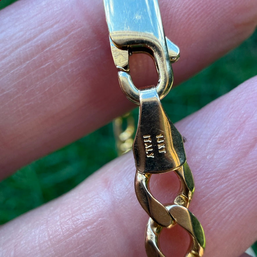 22.25" Italian Solid 14K Yellow Gold Classic Figaro Chain, 16.36 g