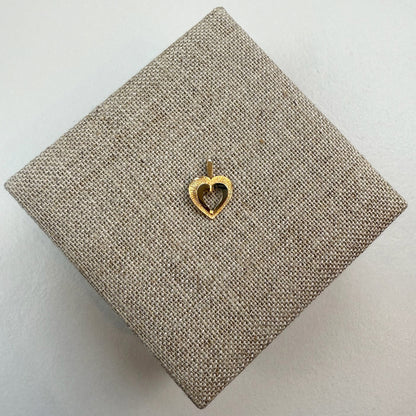 Retro Sunburst Textured Layered Heart Pendant 10K Yellow Gold