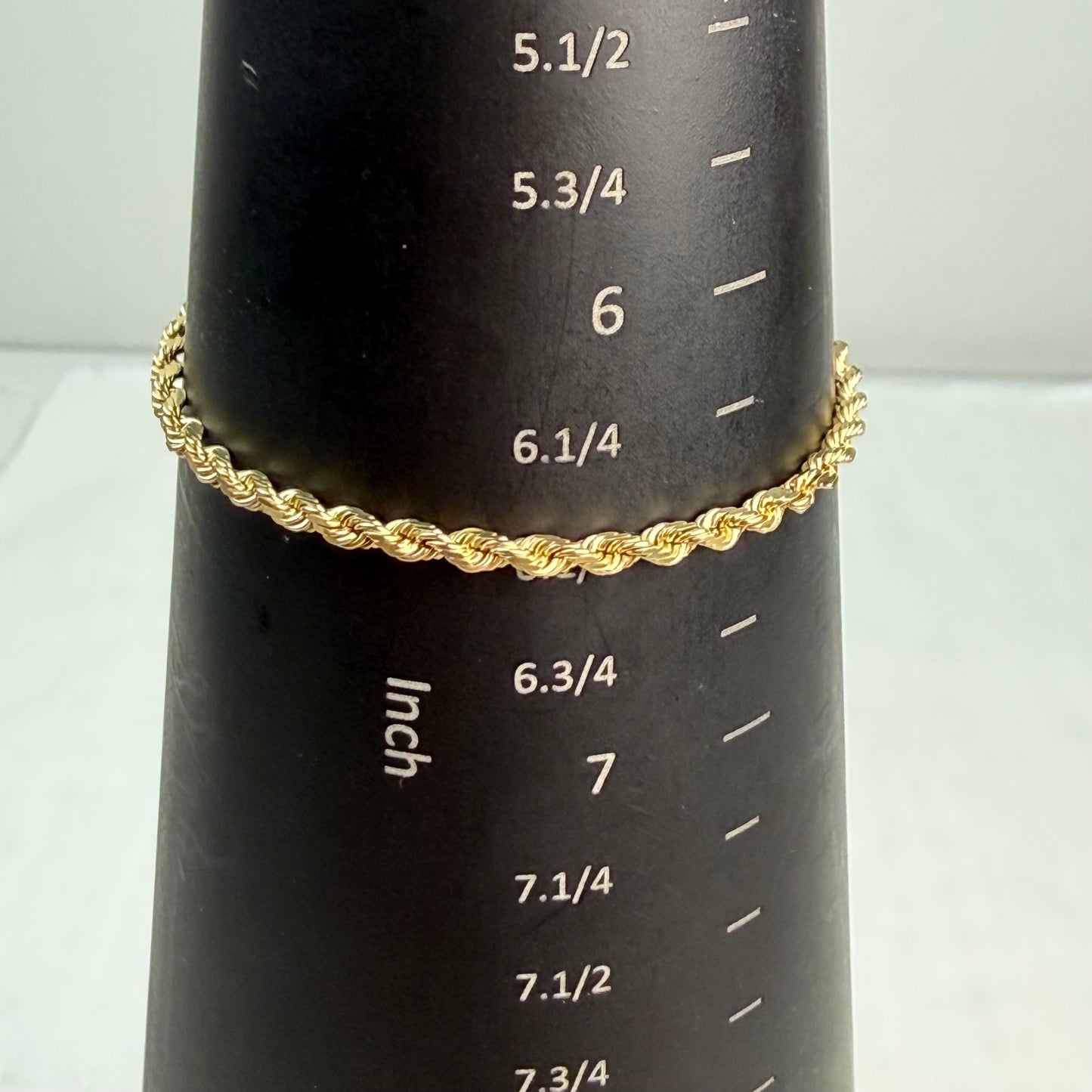 Vintage Solid 14K Yellow Gold Rope Bracelet, 6.5", 4.86 g