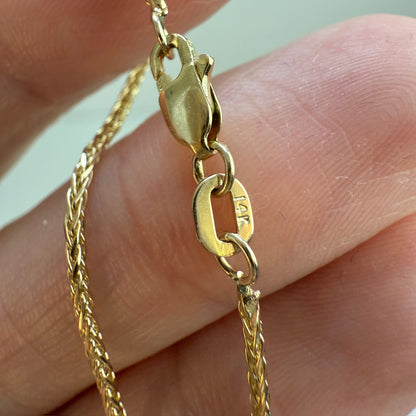 18" Solid 14K Yellow Gold Wheat Chain, 3.69 g