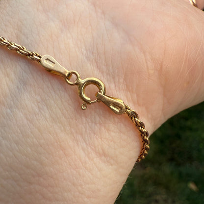 6.5" Italian Solid 14K Yellow Gold French Rope Chain Bracelet, 2.58 g