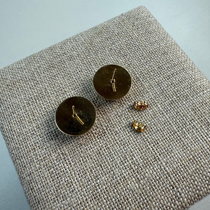 14K Solid Yellow Gold Polished Dome Stud Earrings, 2.25 g