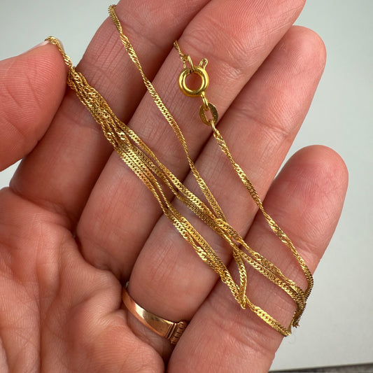 Solid 20.5" 18K Yellow Gold Fine Singapore Link Chain, 1.68 g