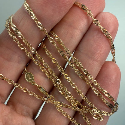 24" Italian Solid 14K Yellow Gold Twisted Link Chain, 3.54 g