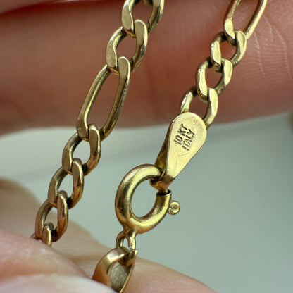 21" Italian Solid 10K Yellow Gold Classic Figaro Chain, 2.78 g