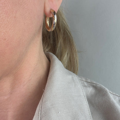 14k Solid Two-tone Michael Anthony Twisted Hoop Earrings, 2.07 g