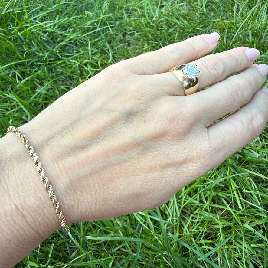 7.25" Solid 10K Yellow Gold Rope Bracelet, 2.73 g