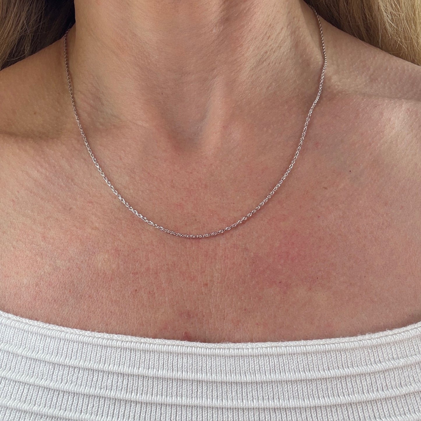 18" Solid 10K White Gold Classic Rope Chain, 1.93
