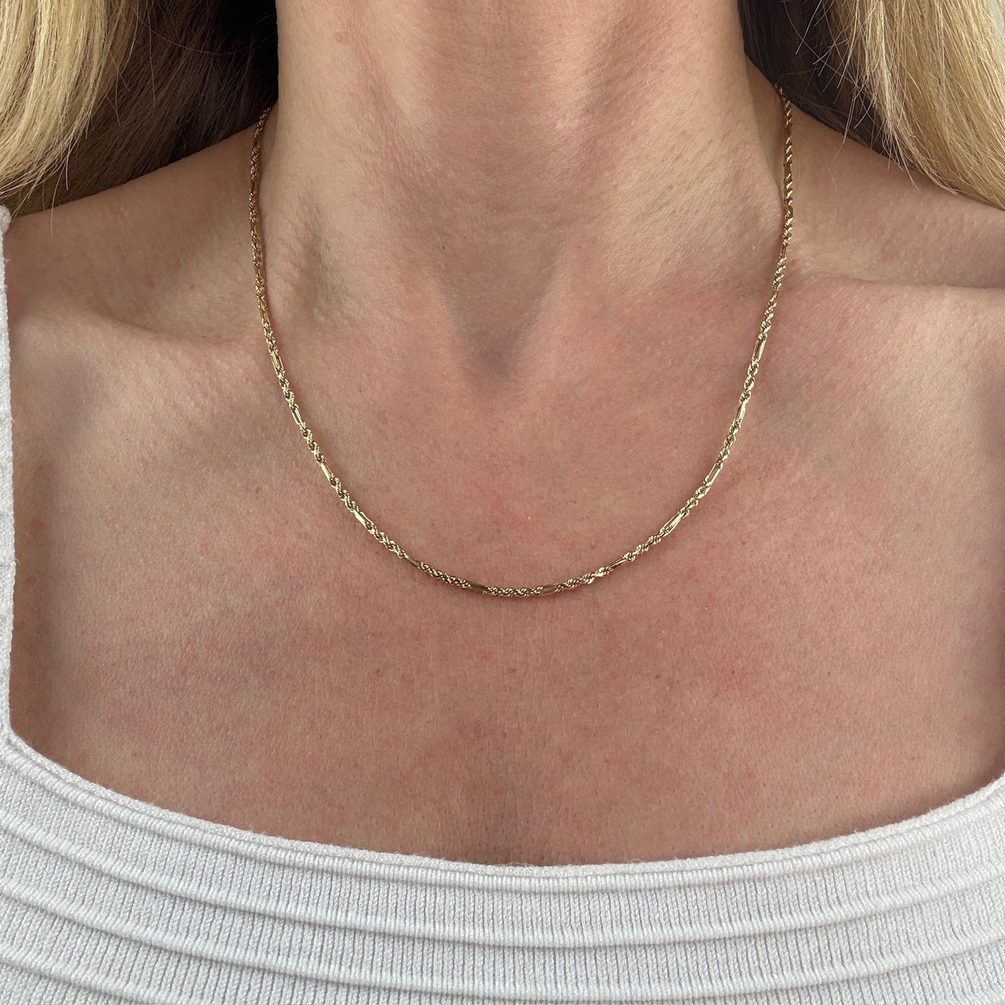 18.5" Solid 10K Yellow Gold Figarope Chain, 5.27 g