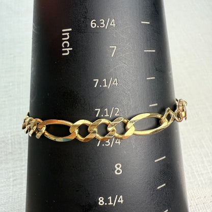 7.5" Classic Figaro 10K Yellow Gold Bracelet 6.6mm 9.42 g
