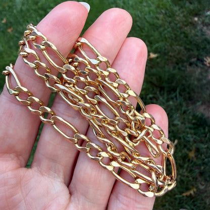 19.5" Italian Solid 14K Yellow Gold Classic Figaro Chain, 14.54 g