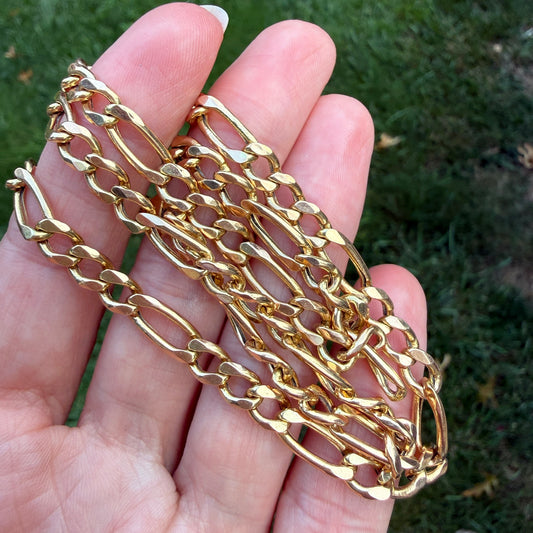 19.5" Italian Solid 14K Yellow Gold Classic Figaro Chain, 14.54 g