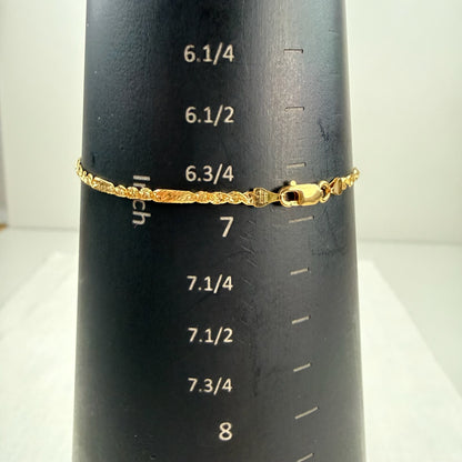 6.75" 14K Yellow Gold Italian Alternating Fancy Link Bracelet, 1.60 g