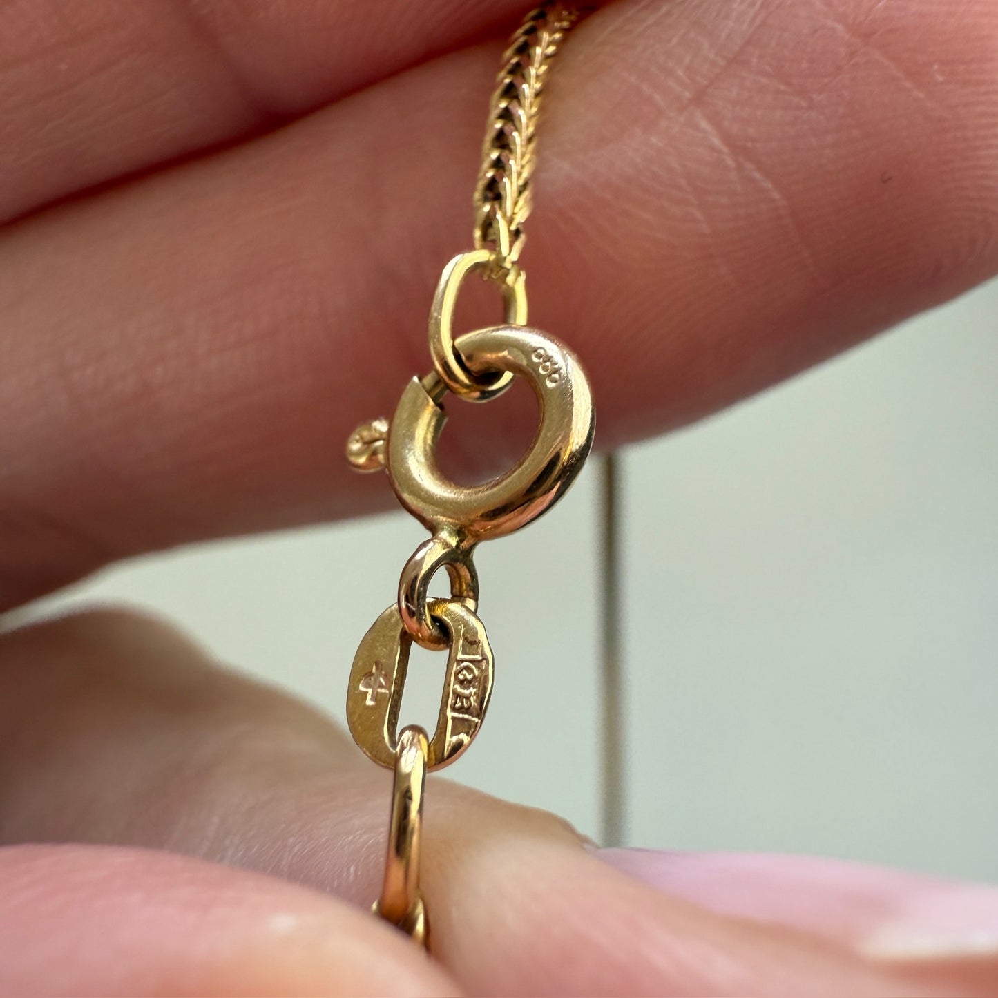20" Solid 14K Yellow Gold Square Wheat Chain, 4.73 g
